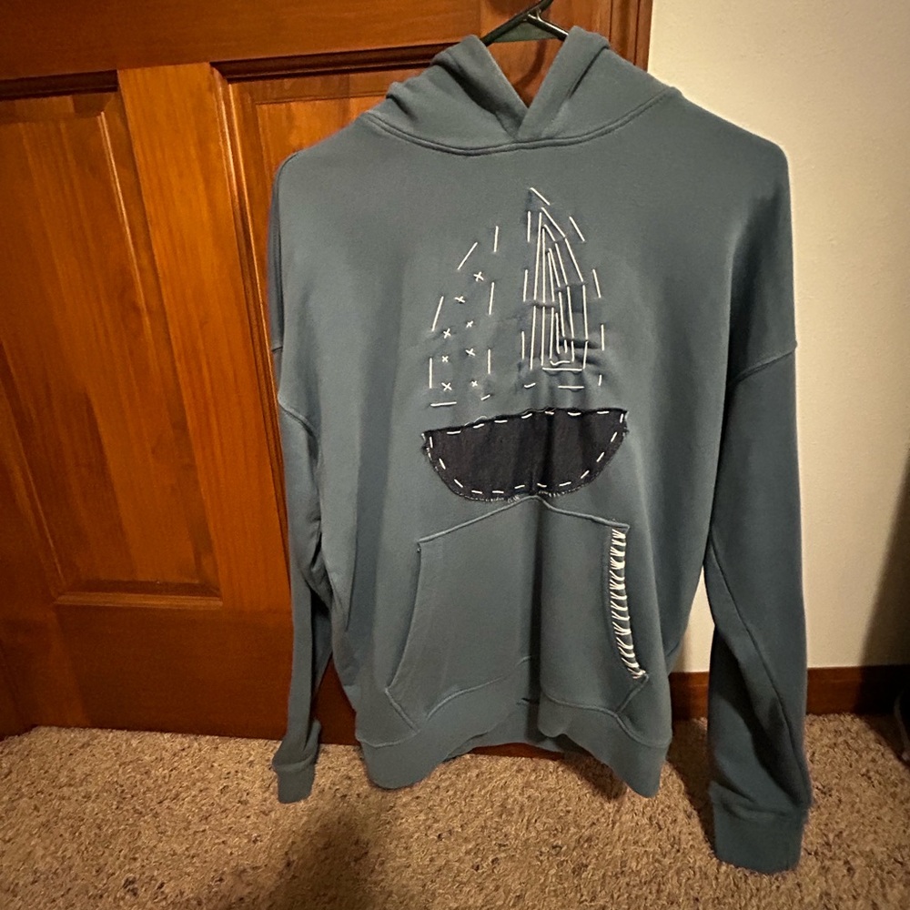 No Boundaries Oversized Patchwork Blue Hoodie - image 1